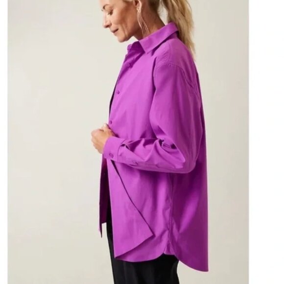 3X - ATHLETA - Oversized Poplin Top Button Athletic Shirt NEW $129 msrp - Picture 3 of 4